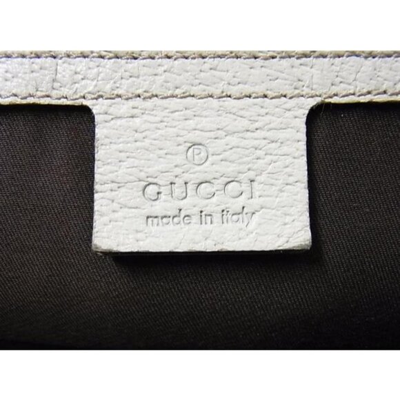 Gucci Vintage Jolicoeur Satchel Brown Large G Print Canvas w White Leather - Picture 3 of 10